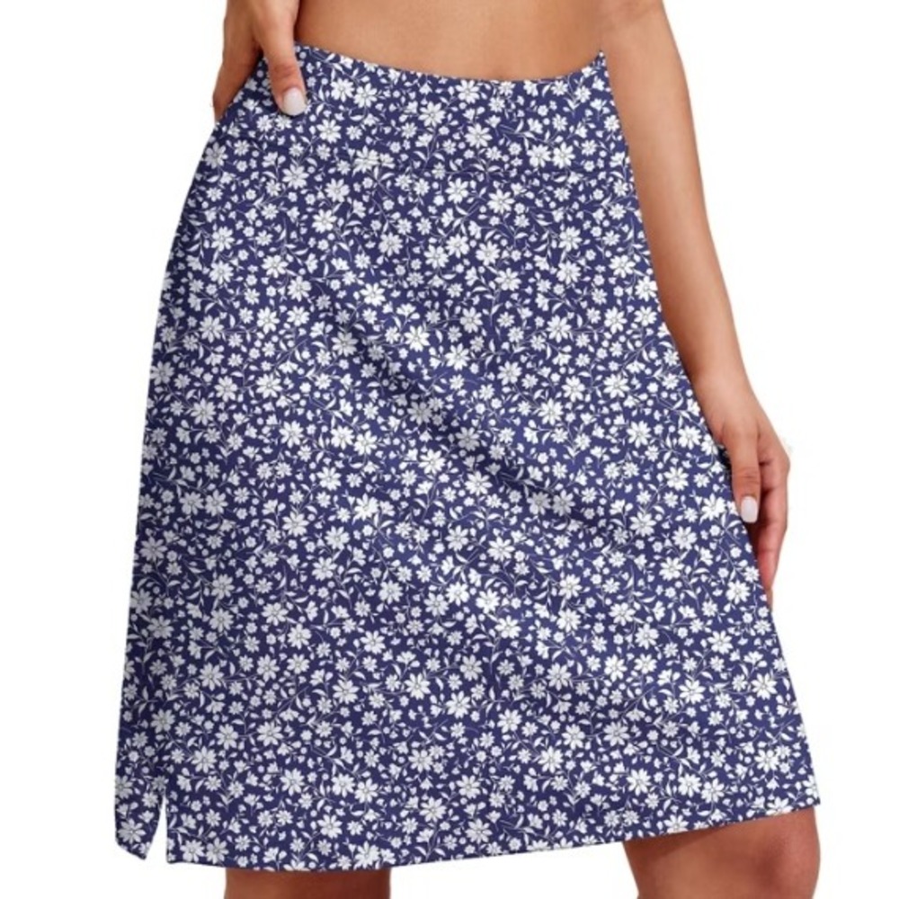 Pinspark Active Skort Navy Blue Floral Tennis Golf Athletic Pockets Modest M